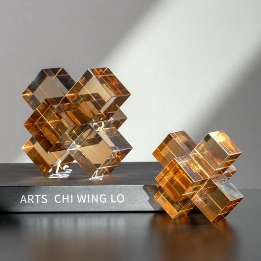 Crystal Glass Geometric Decorative Object