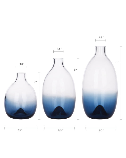 Hand-Blown Glass Vases, Set of 3