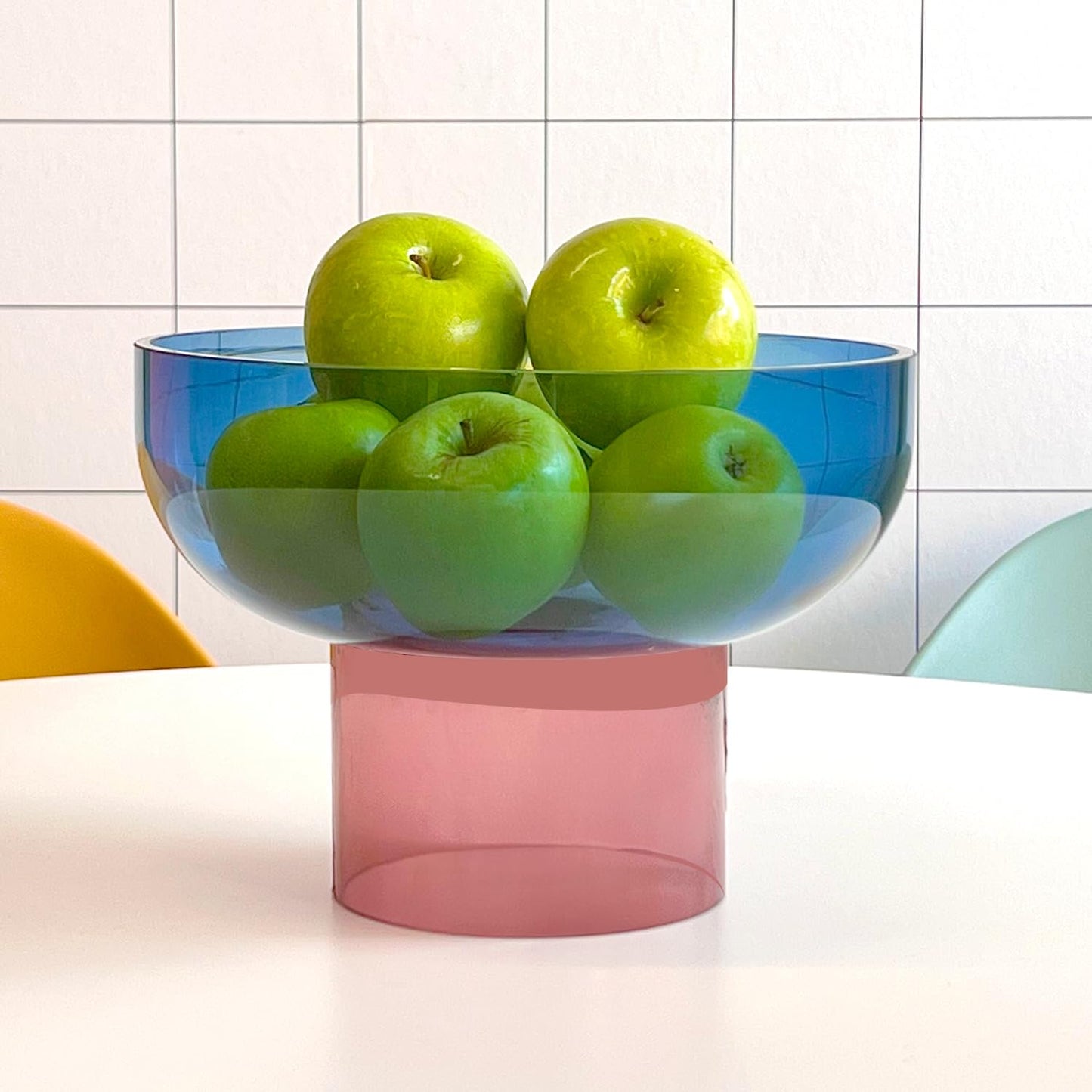 Hand-Blown Colored Glass Decorative Pedestal Bowl