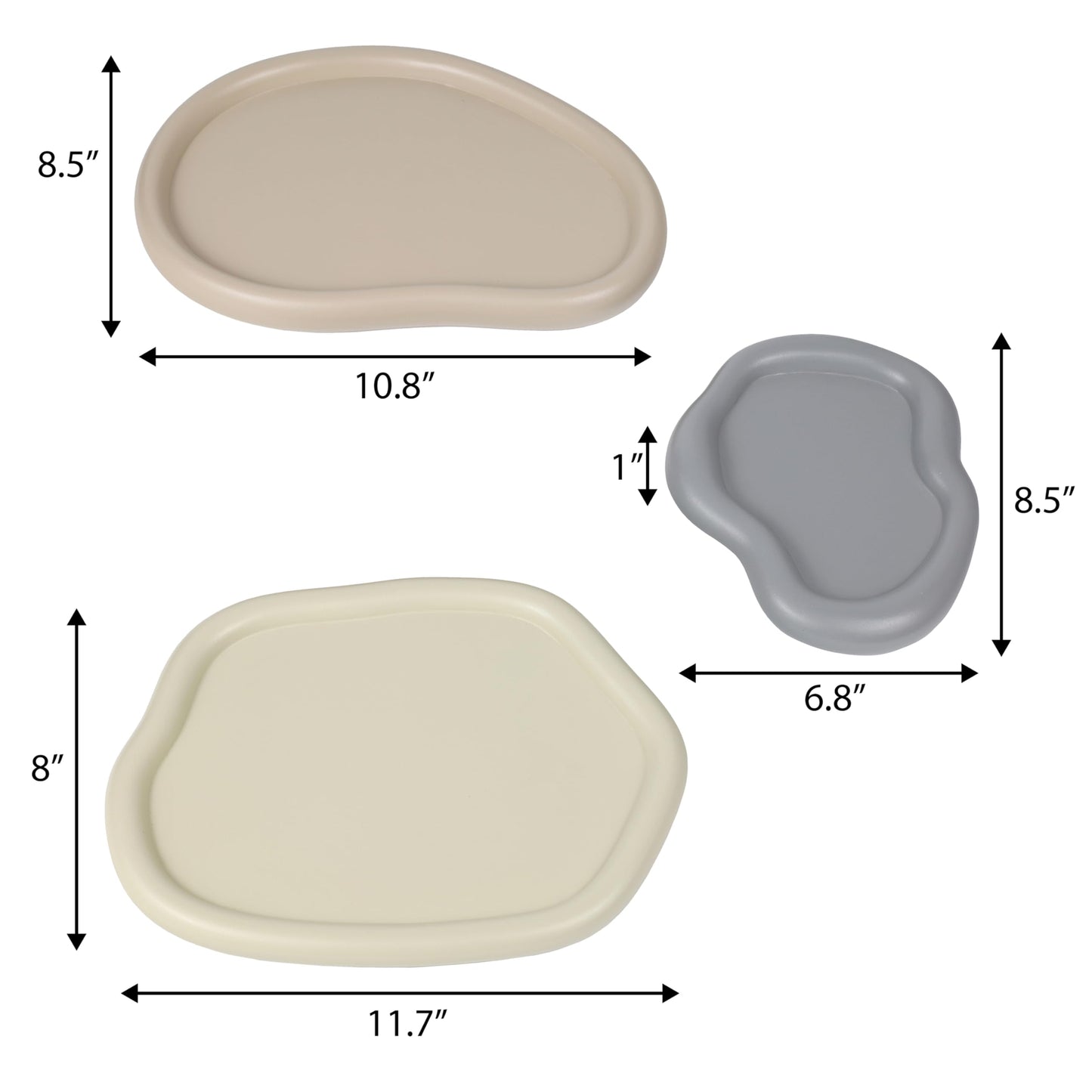 Concrete Decorative Trays, Set of 3