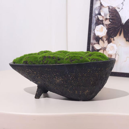Decorative Sculptural Bowl with Artificial Moss