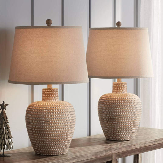 Textured Resin Table Lamps, Set of 2