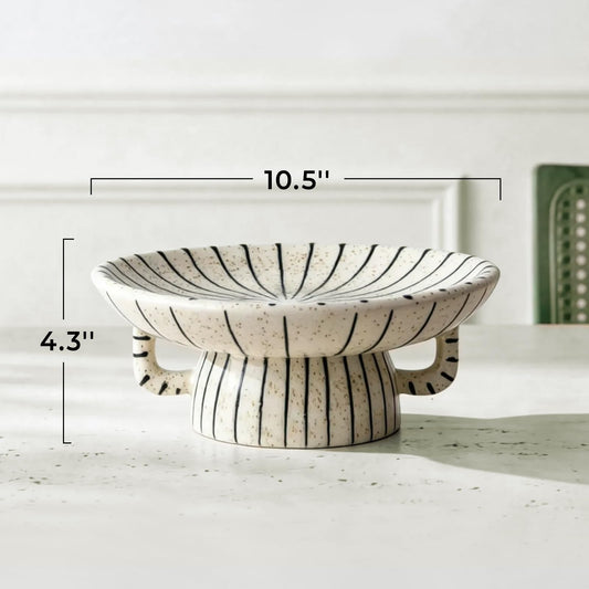Hand-Painted Ceramic Decorative Pedestal Bowl