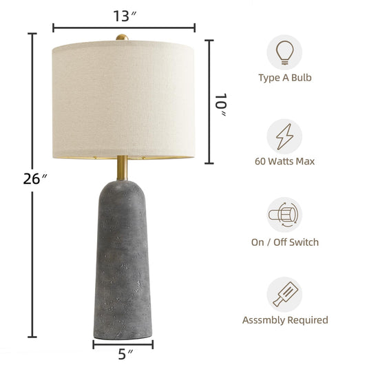 Stone-Look Resin Table Lamps, Set of 2