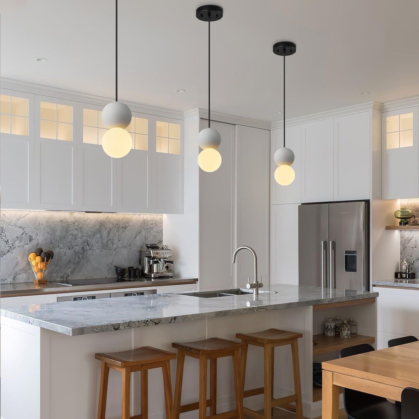 Faux Concrete & Frosted Glass Mini Pendants, Set of 2