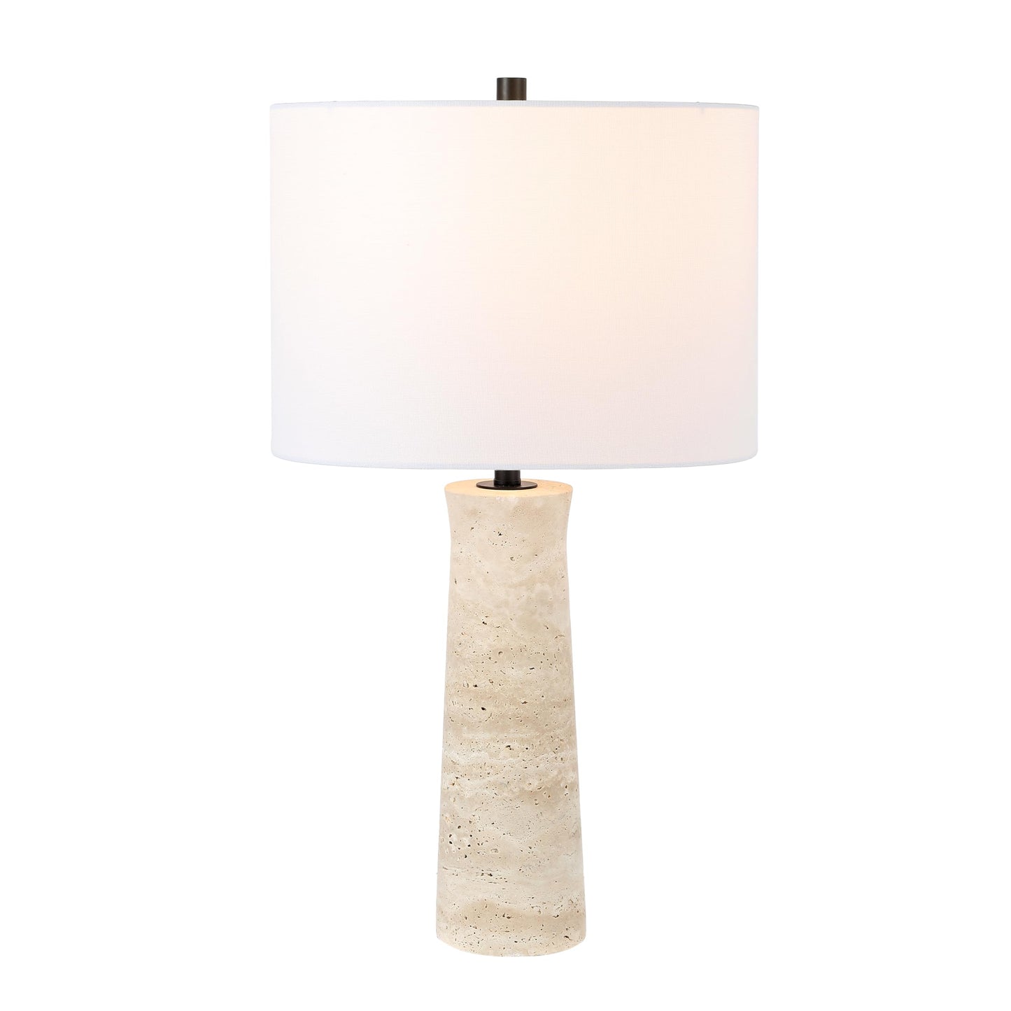 SAFAVIEH Lighting - Alana 25.2-Inch Travertine Table Lamp - Ivory - Contemporary Slim-Pillar Design - Ideal for Living Room, Bedroom, Entryway, Home Office - LED Bulb Included (TBL4572A)
