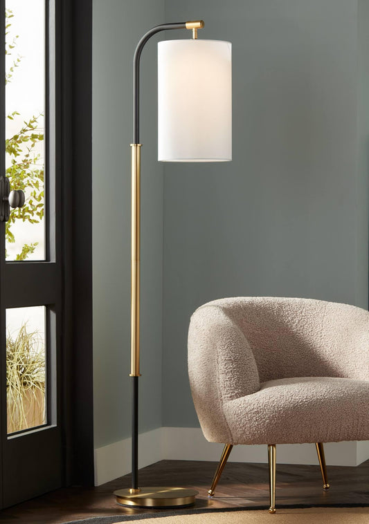 67" Metal and Brass Floor Lamp