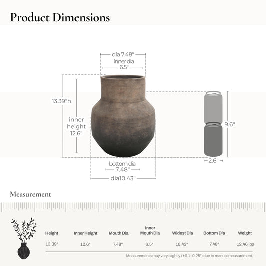 Handmade Ceramic Vase with Terracotta Finish, Style A