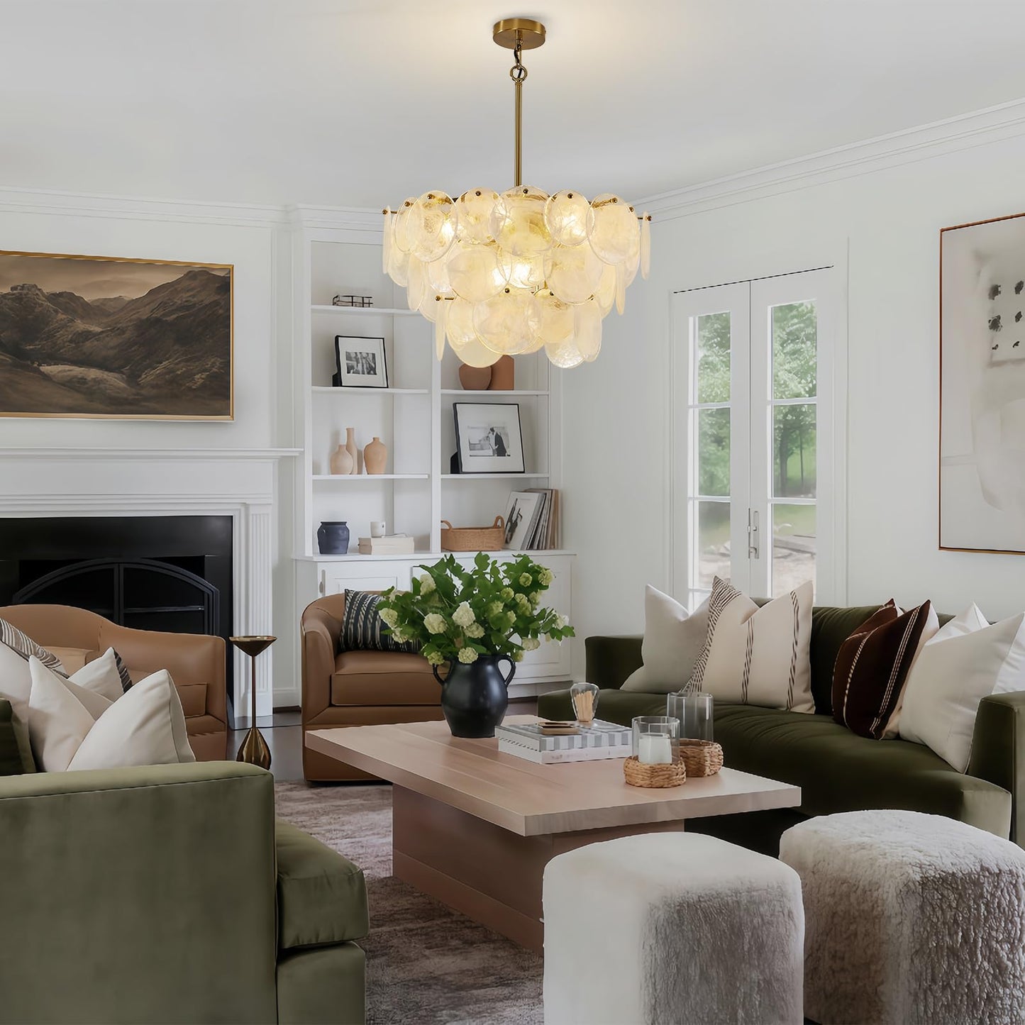 23-1/4" 9-Light Cloud Glass Chandelier