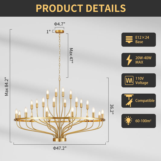 24 Light Brass Chandelier