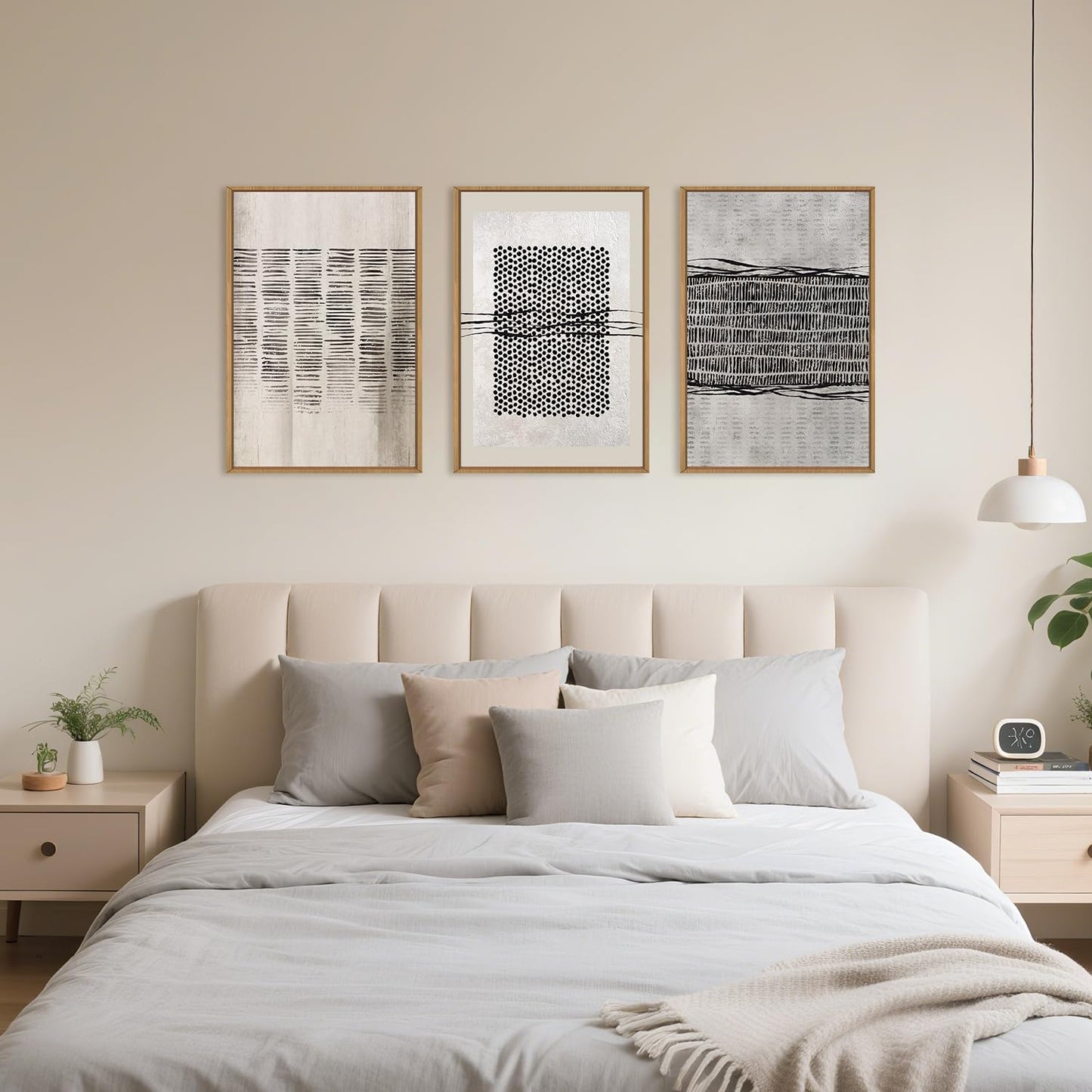 Framed Linear Print on Canvas Wall Art, Set of 3