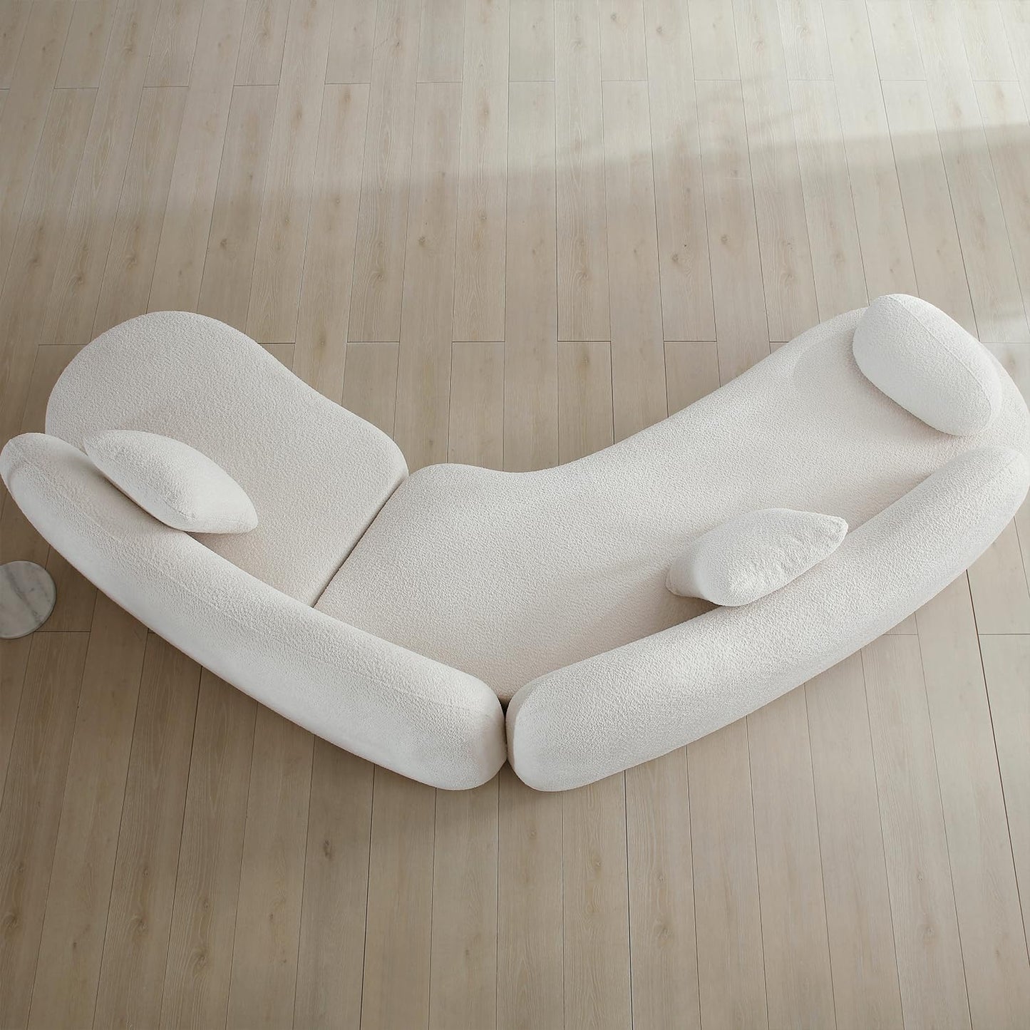 128” Curved Sectional with 2 Throw Pillows & 1 Arm Pillow