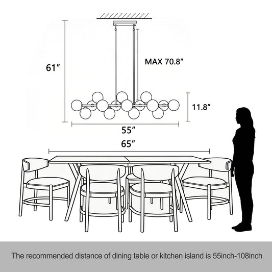 55" 16 Light Linear Chandelier