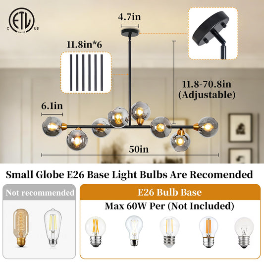 50" 8-Light Linear Chandelier