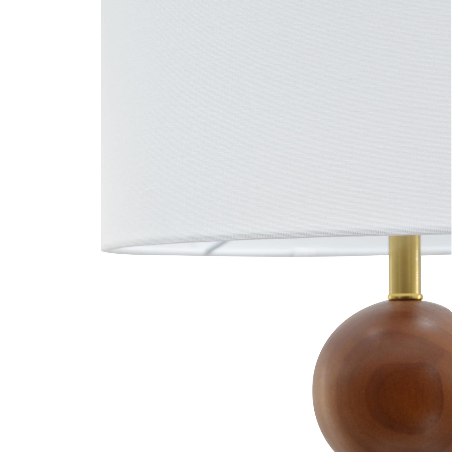 Abani Noa Stacked 23” Table Lamp – Brown Wood Base with White Linen Cylinder Shade, E26 2-Way Bulb Included – Modern Bedside Lamp for Bedroom, Living Room or Nightstand