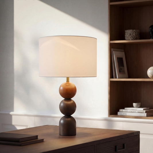 Sculptural Wood Table Lamp