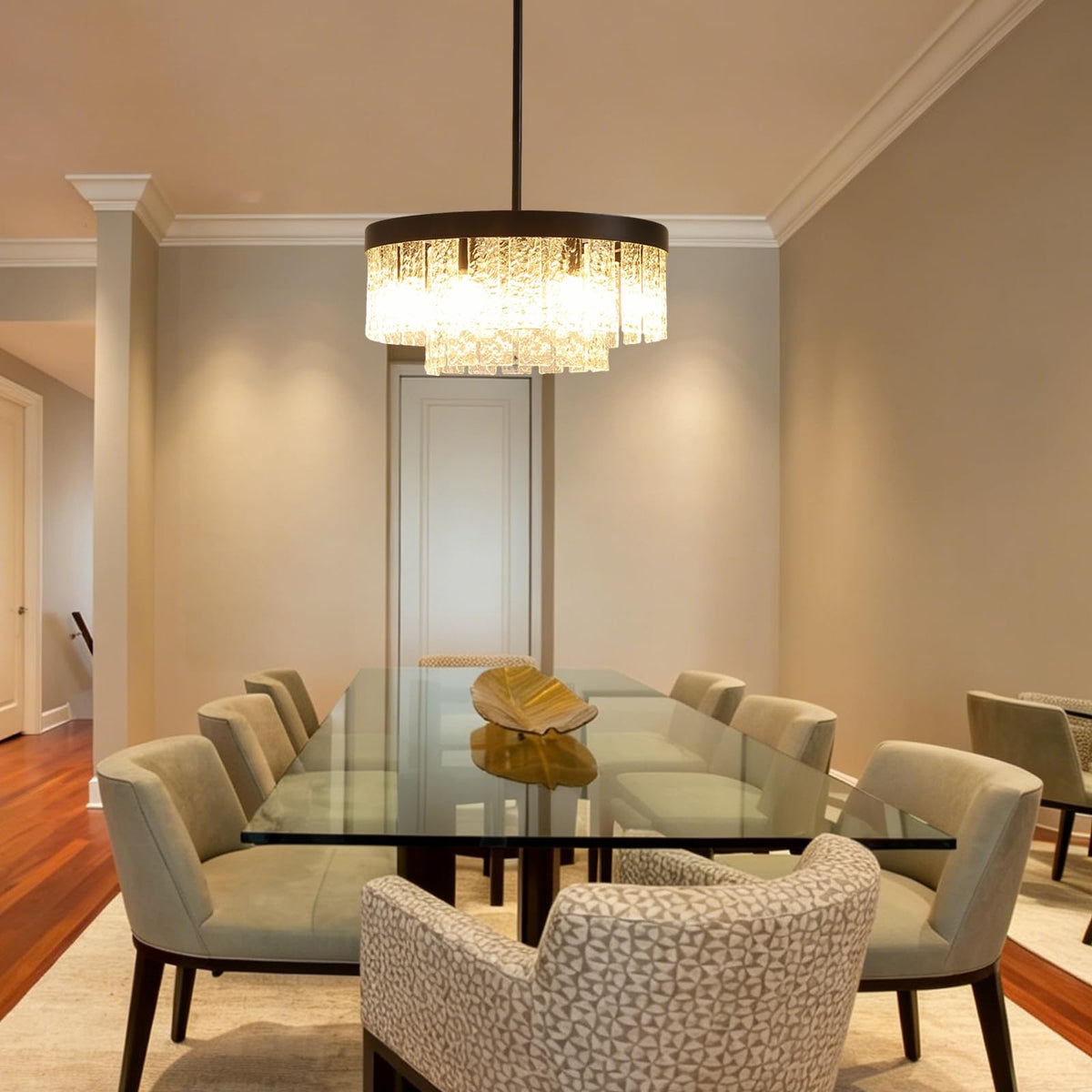 19-3/4" 7-Light Textured Glass Chandelier
