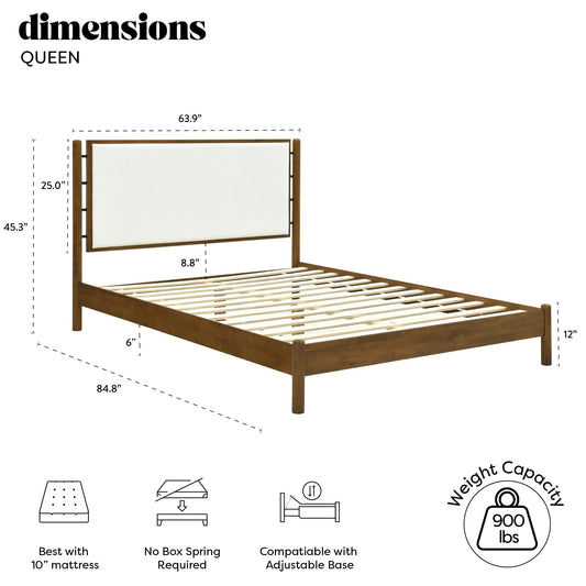 Wood Frame Queen Size Bed with Wood Frame