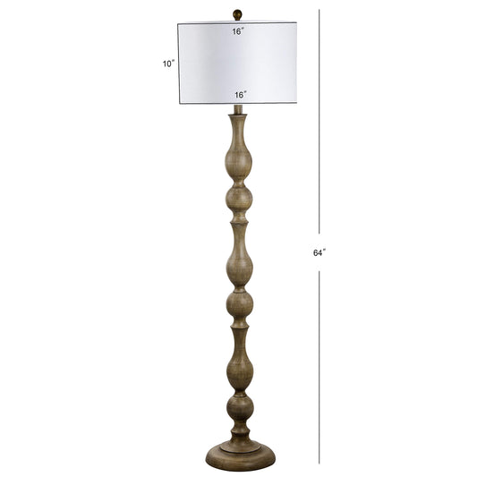 SAFAVIEH Home Collection – Glendora Farmhouse Brown Wood Finish 64-Inch Floor Lamp, Transitional Curved Design, LED Bulb Included (FLL4031A)