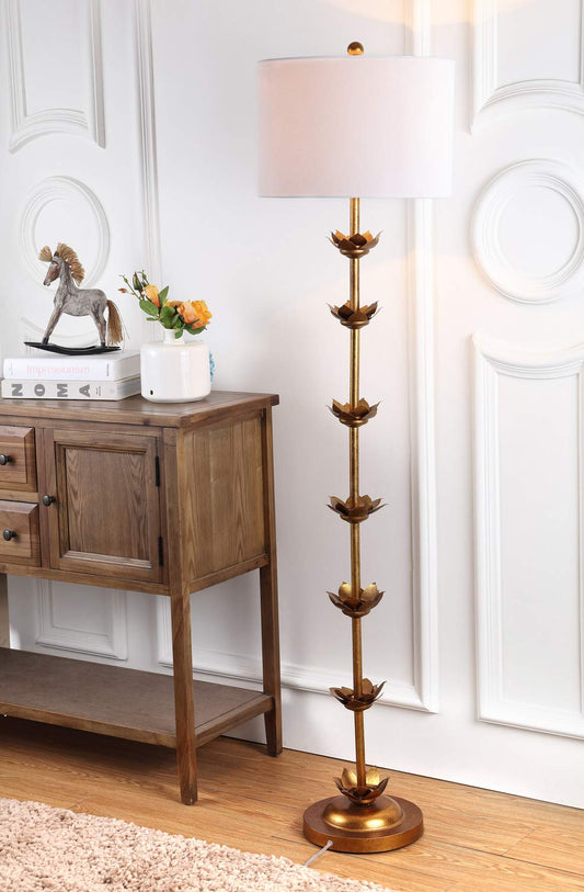 63-1/2"H Antique Gold Leaf Floor Lamp