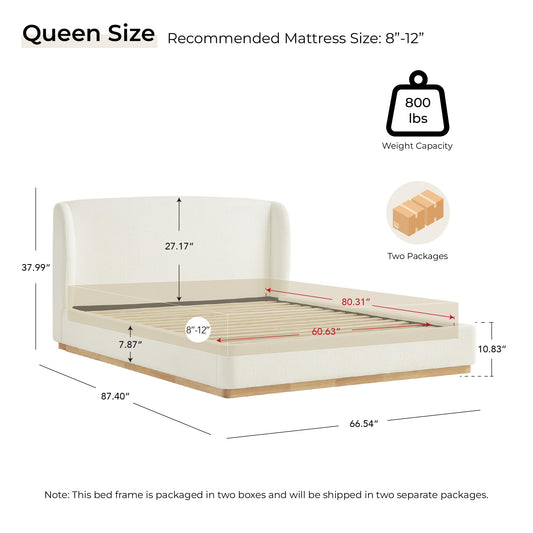 Upholstered Platform Queen Size Bed