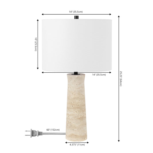 SAFAVIEH Lighting - Alana 25.2-Inch Travertine Table Lamp - Ivory - Contemporary Slim-Pillar Design - Ideal for Living Room, Bedroom, Entryway, Home Office - LED Bulb Included (TBL4572A)