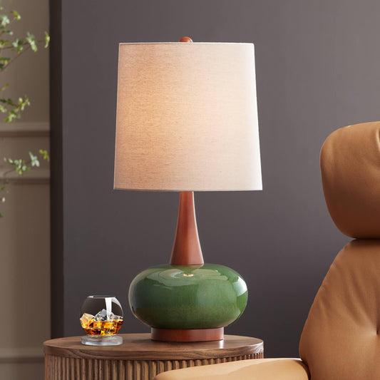 Ceramic and Wood Table Lamp