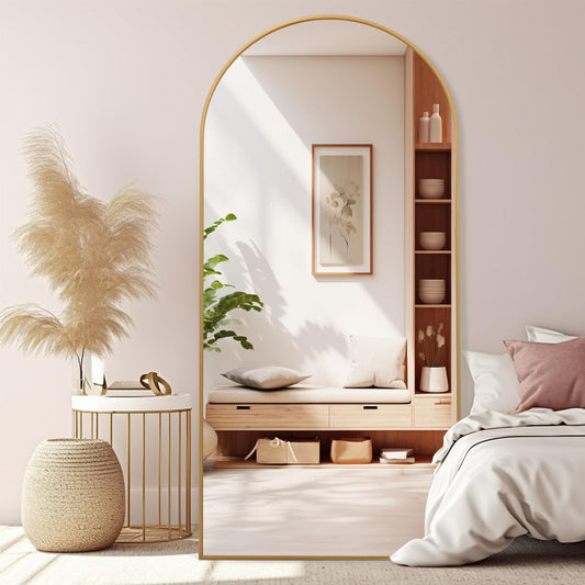Arched Metal Frame Floor Mirror