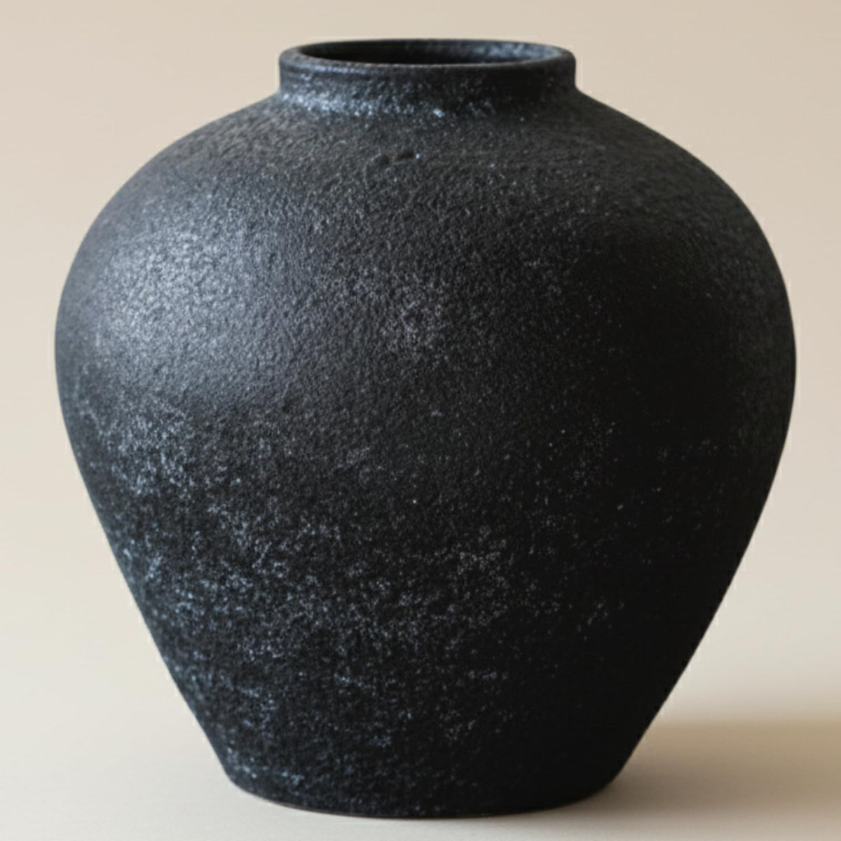 Textured Ceramic Vase, Black