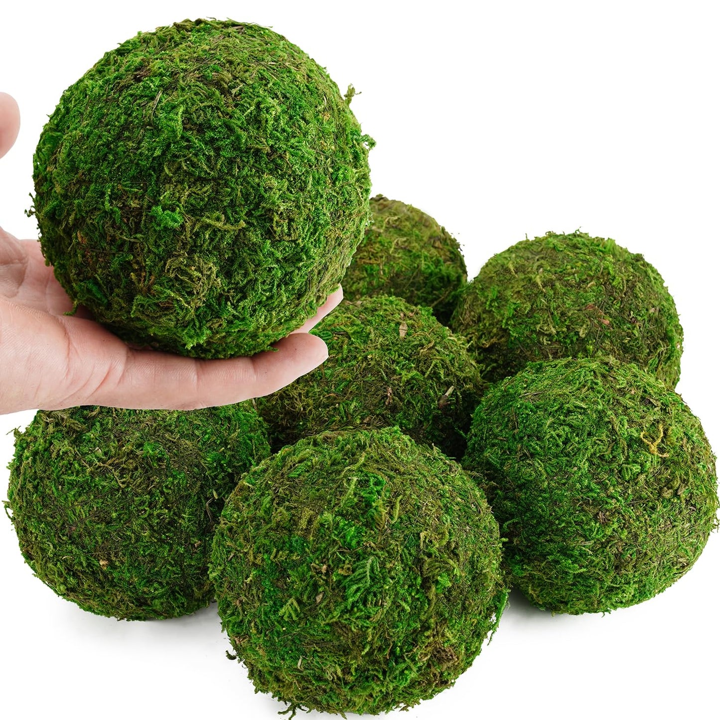 Faux Moss Decorative Balls, Set of 6