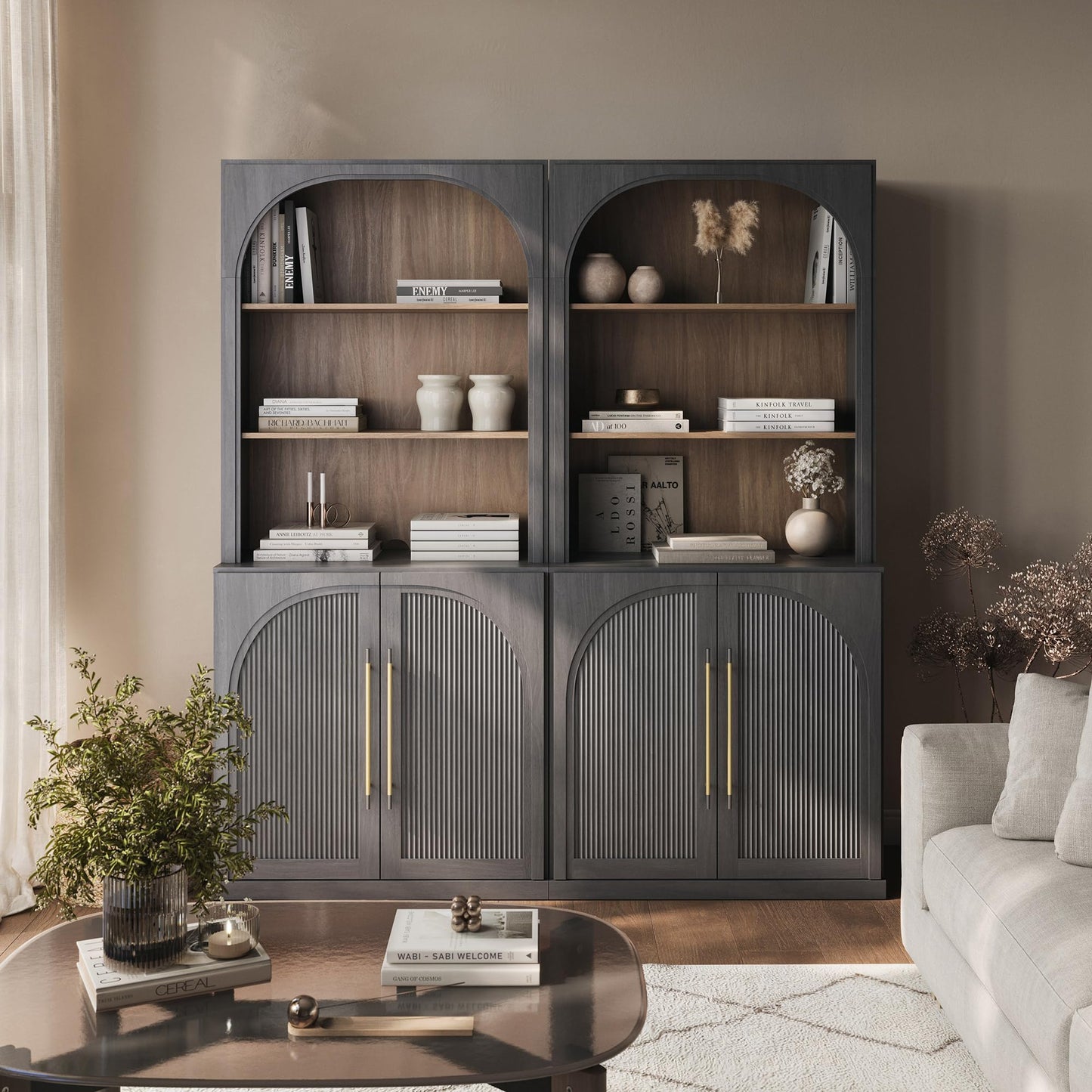Modular Hutch Storage Cabinets, Set of 2