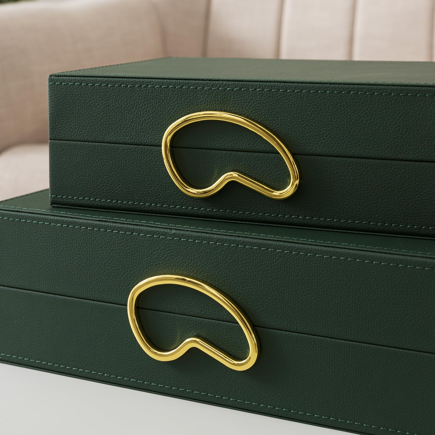Pair of Faux Leather Decorative Boxes