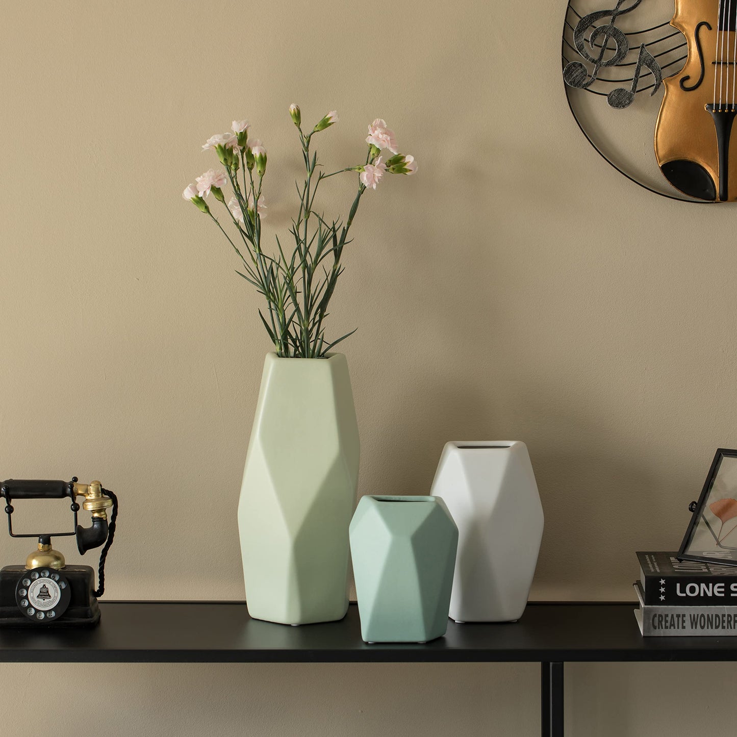 Geometric Ceramic Vases, Set of 3