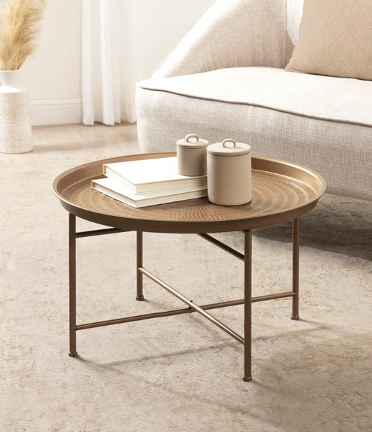 25-1/2" Round Hammered Aluminum Coffee Table