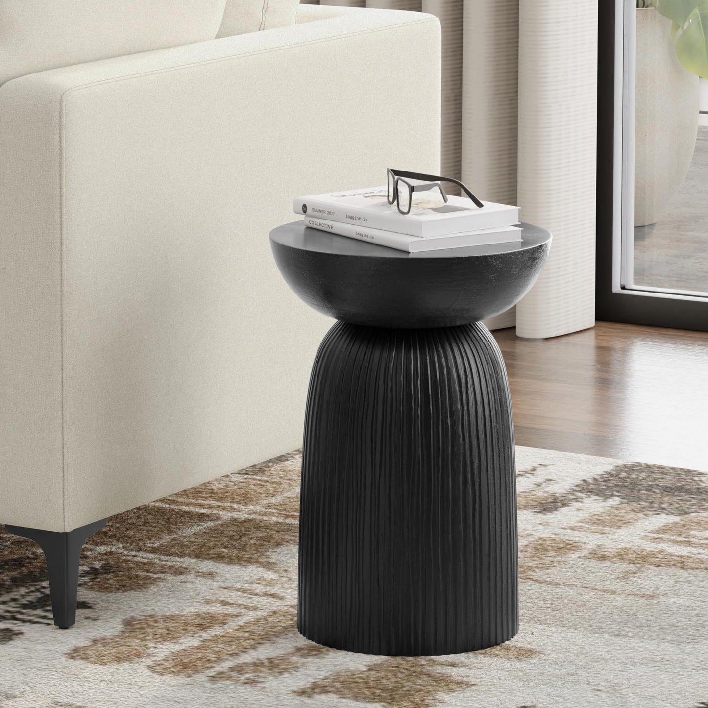 Round Mango Wood Accent Table