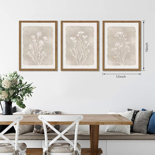 Framed Botanical Print Wall Art, Set of 3