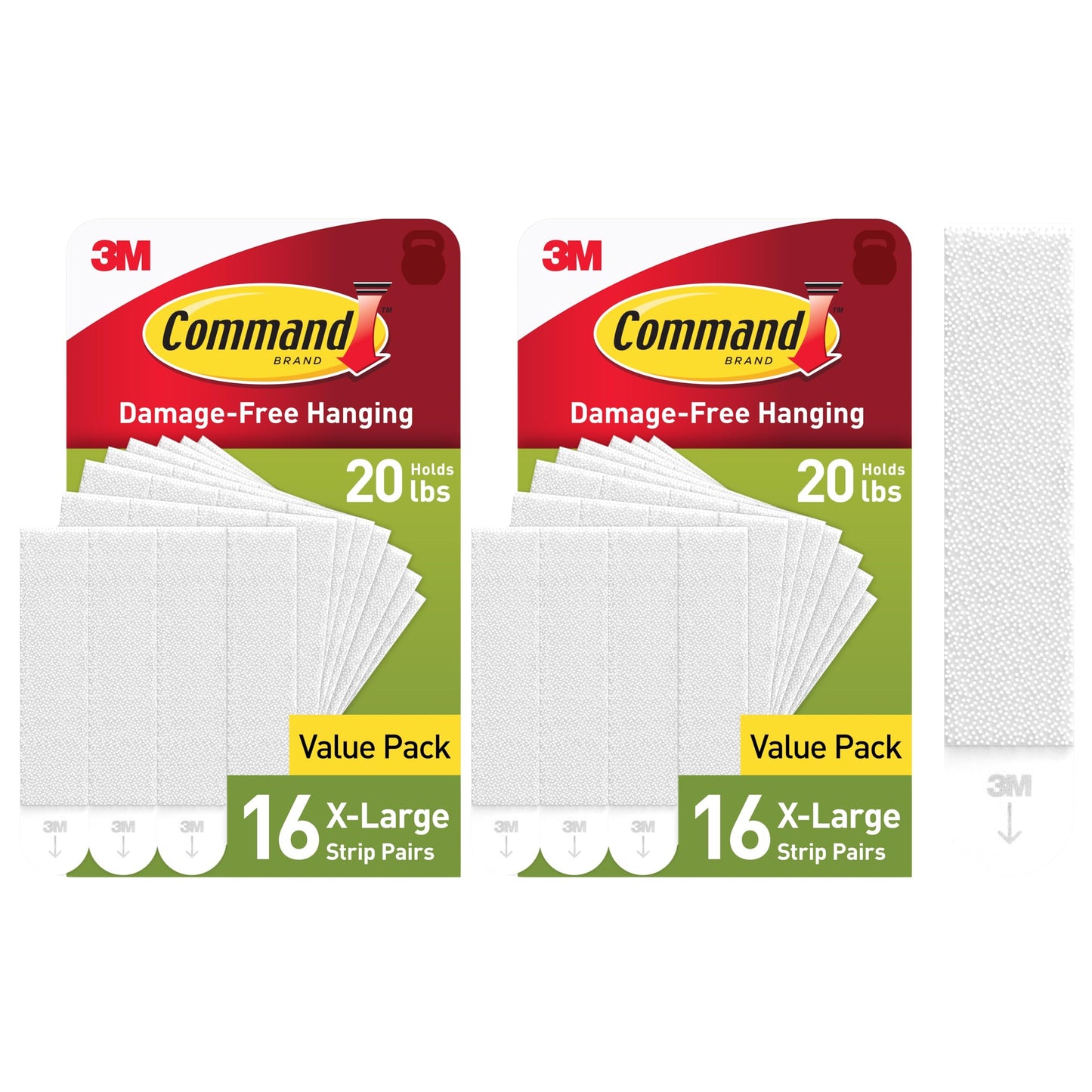 Pack of 32 Pairs of XL Heavyweight Picture Hanging Strips (20lb Weight Capacity)