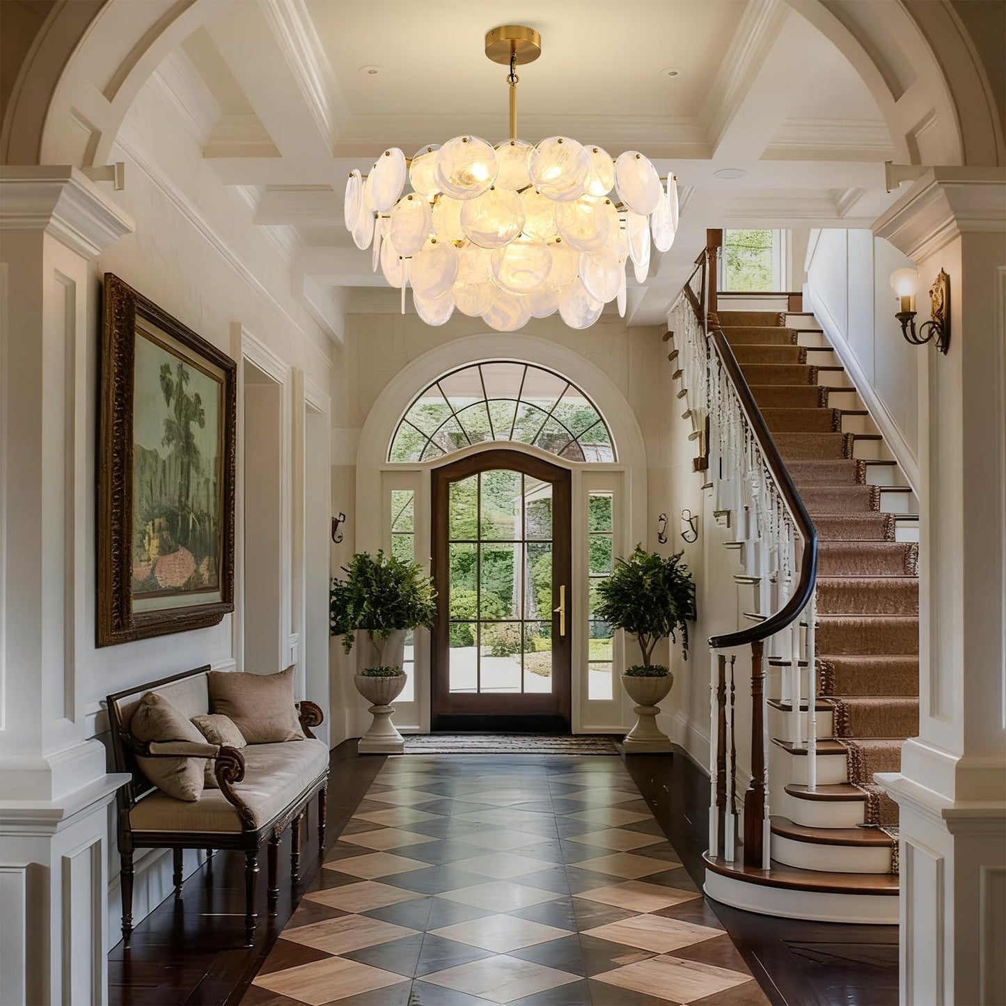 31-1/2" 12-Light Cloud Glass Chandelier