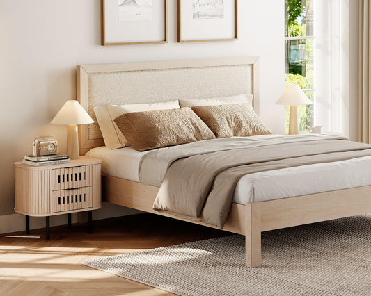 23" Fluted Wood Nightstand, Natural