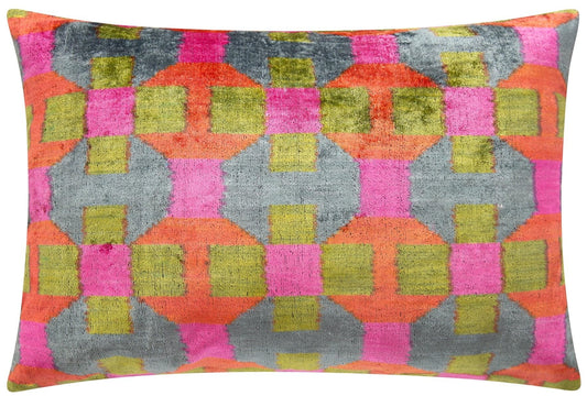 Velvet Lumbar Pillow with Down Feather Insert