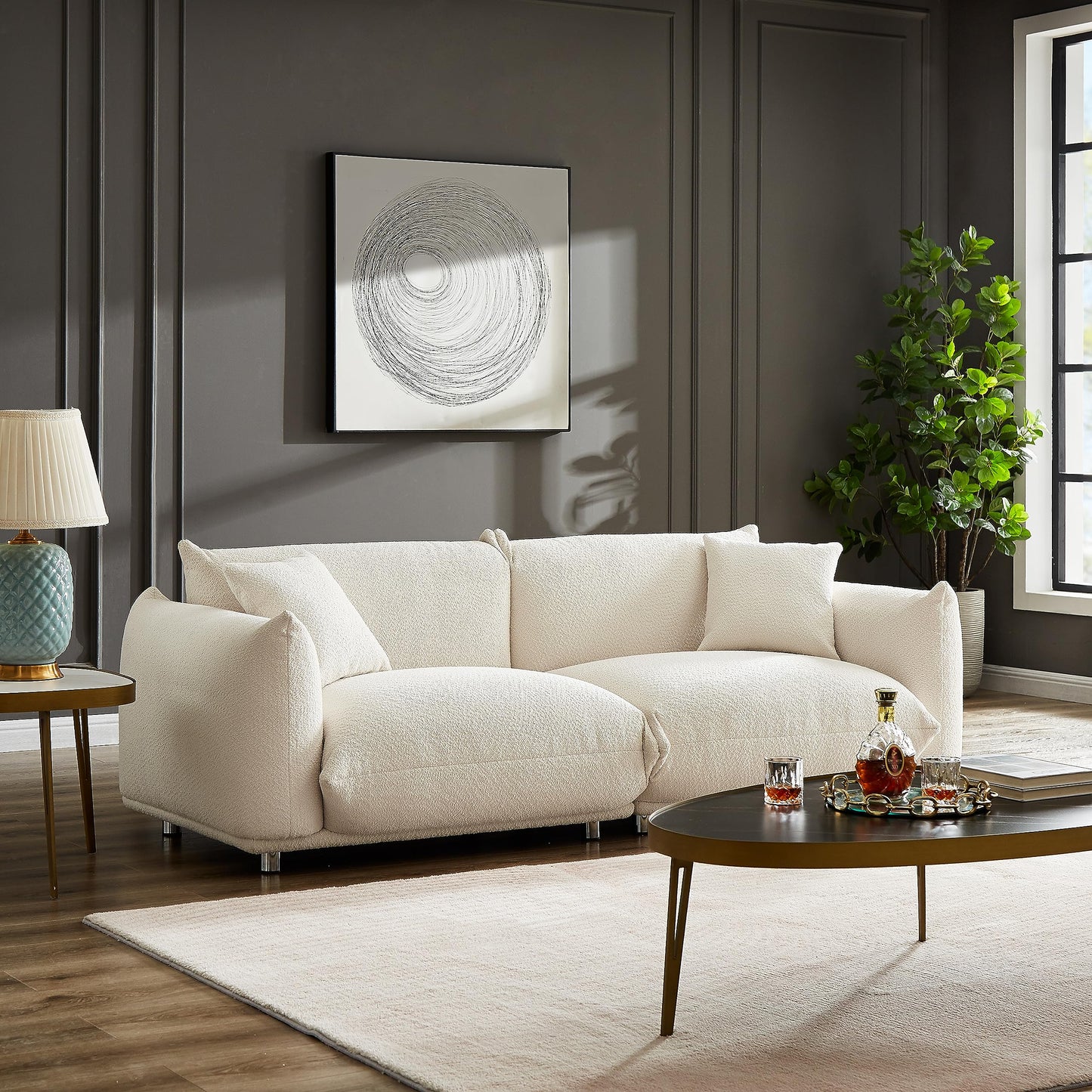 86" Sofa with 2 Throw Pillows