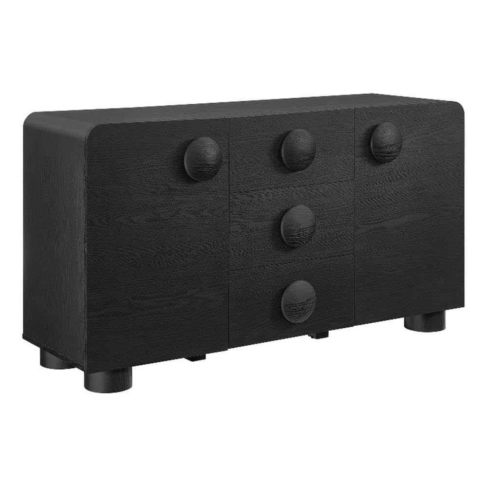 57 inch black wood credenza