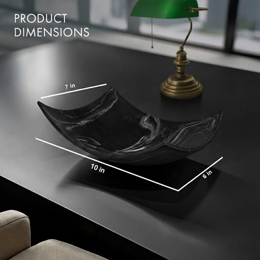Black Marble Decorative Sculptural Bowl