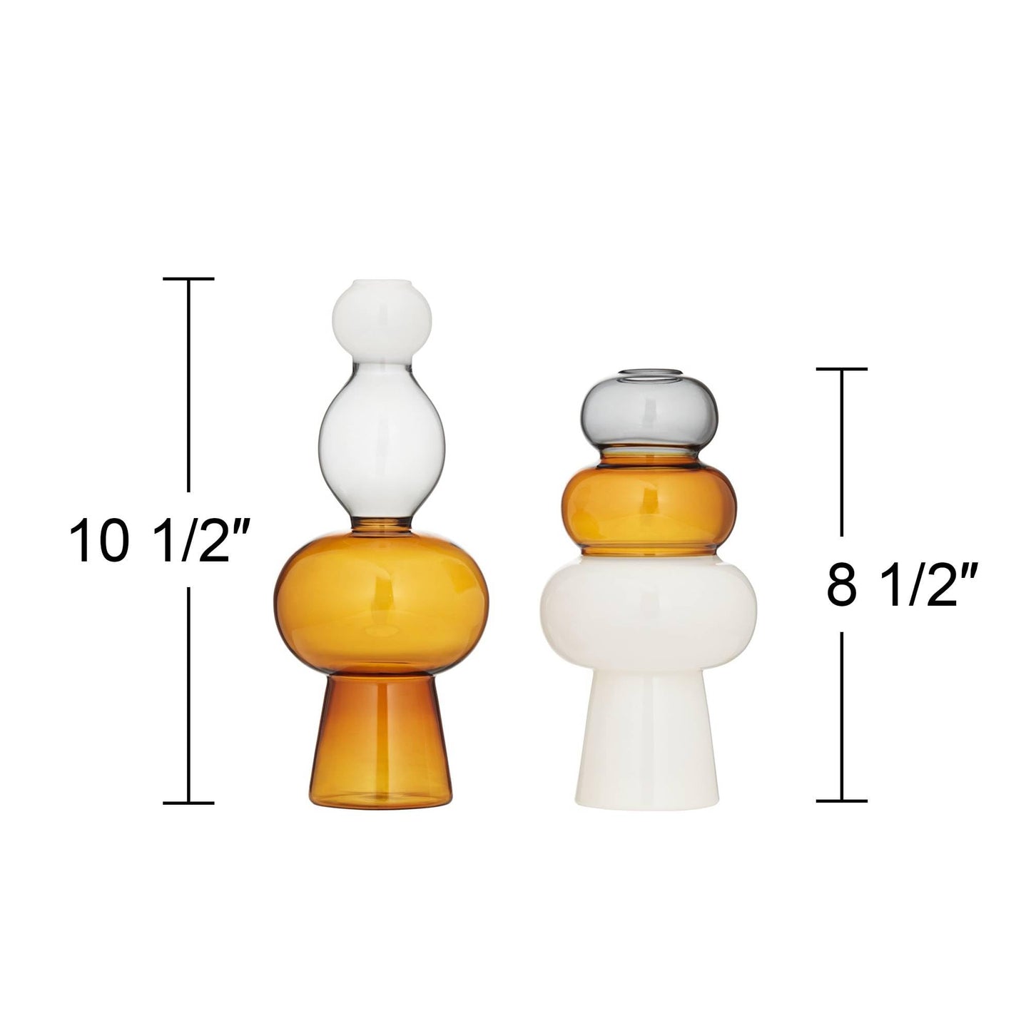Colored Glass Vases, Set of 2