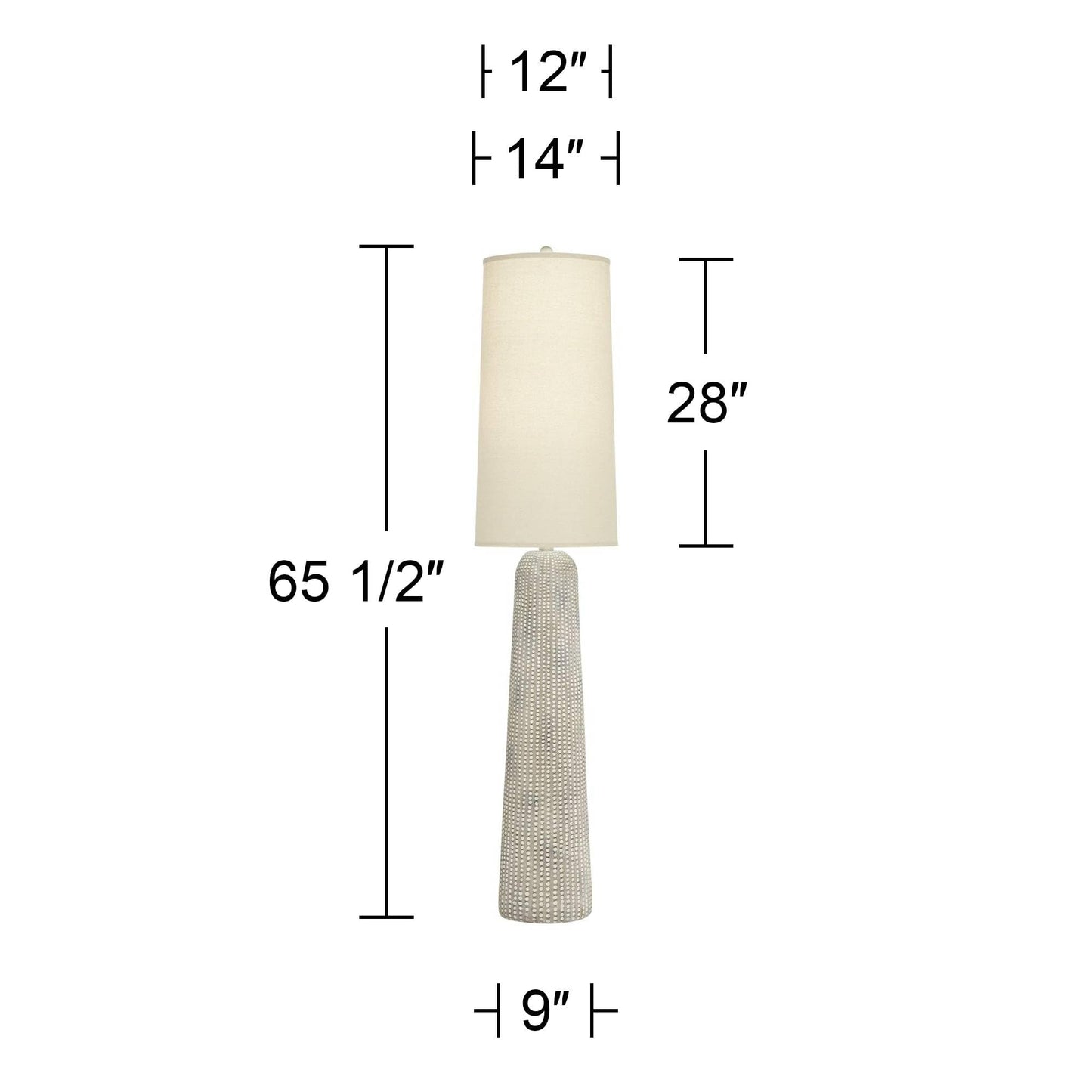 Possini Euro Design Leisa Mid Century Modern Coastal Southwest Bohemian 64 1/2" Tall Standing Floor Lamp Foot Switch Natural Hammered Pattern Living Room Bedroom House Reading Office Home Décor