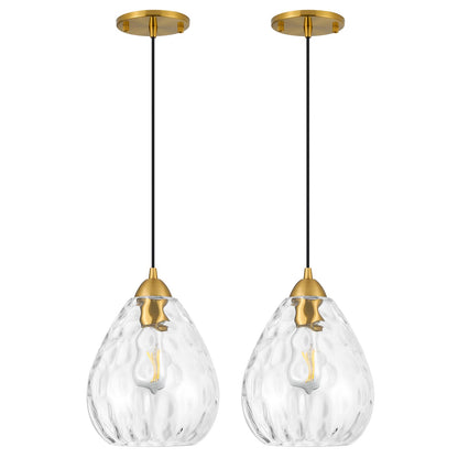 Clear Glass & Brass Mini Pendants, Set of 2