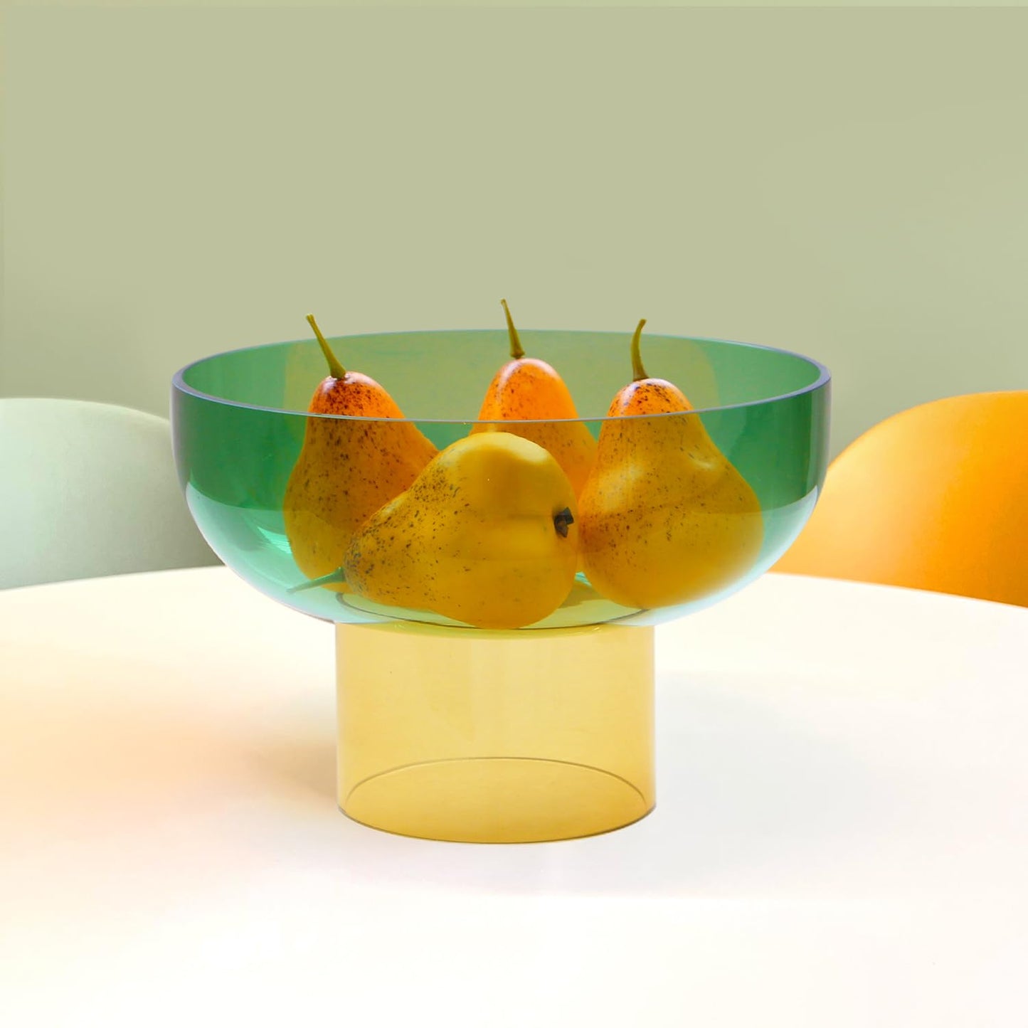 Hand-Blown Colored Glass Decorative Pedestal Bowl
