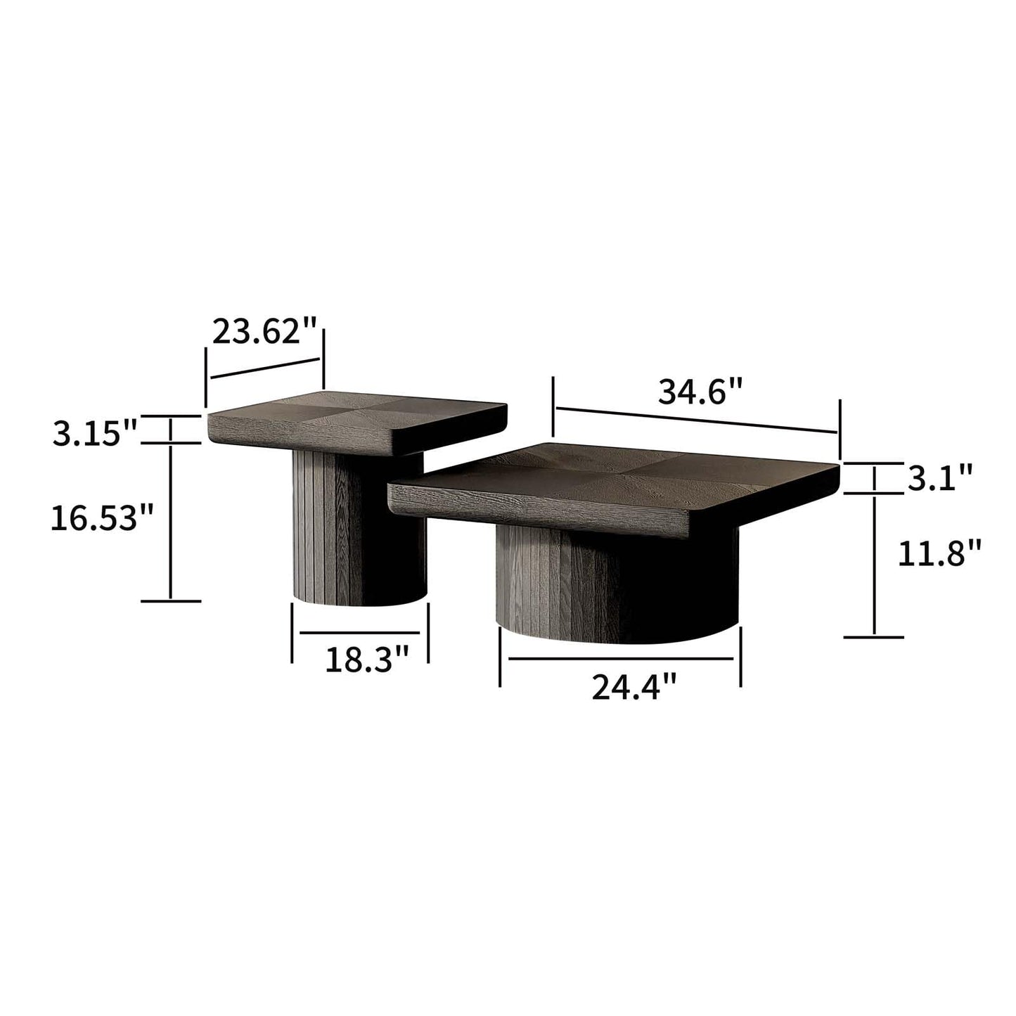 Nesting Pedestal 2-Piece Coffee Table