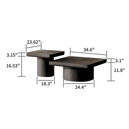 Nesting Pedestal 2-Piece Coffee Table