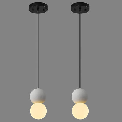 Faux Concrete & Frosted Glass Mini Pendants, Set of 2